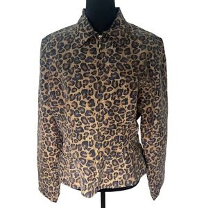 Annie Alexander Pure Silk Leopard Print Blouse Workwear Elegant‎ Top M